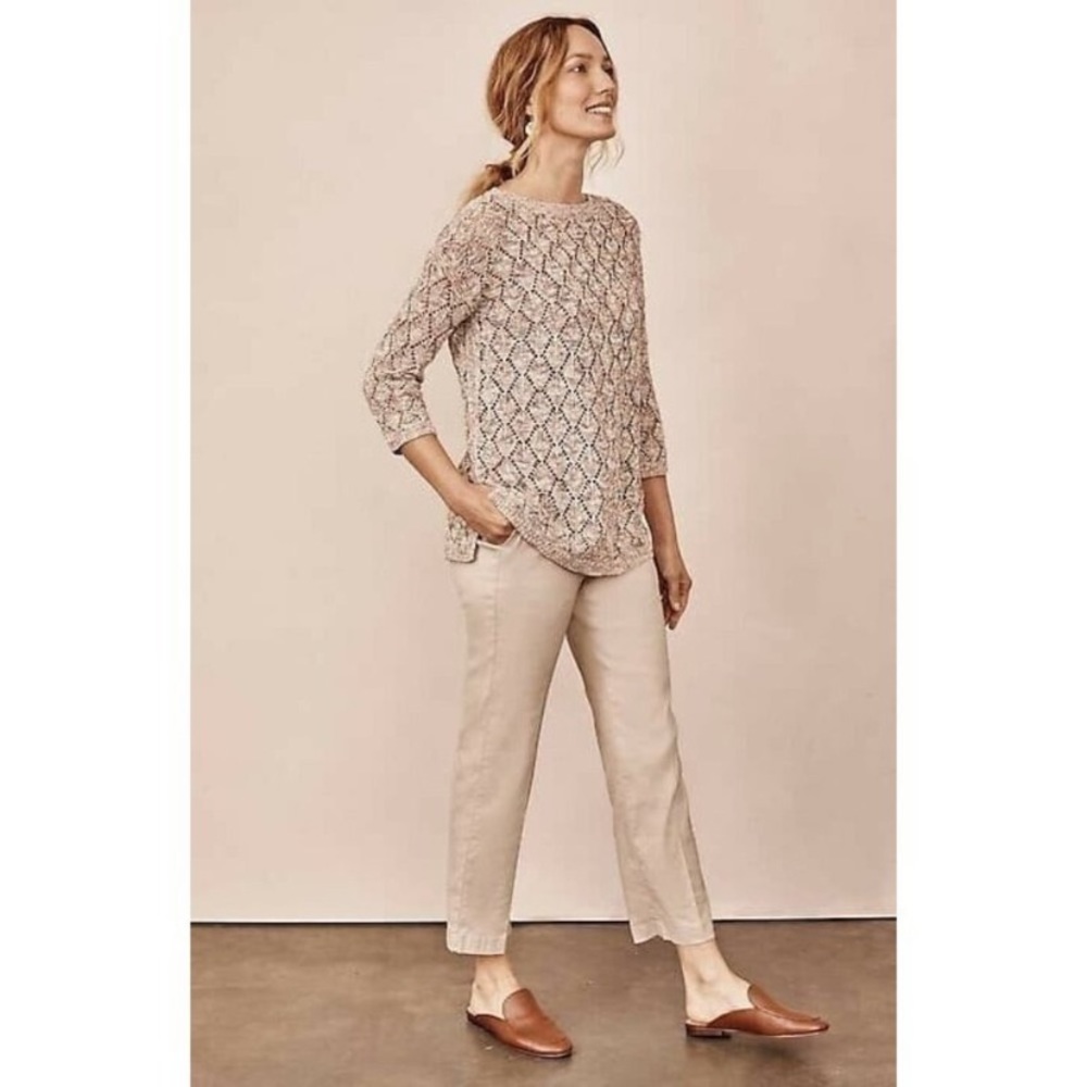 J. Jill Linen Stretch Beige Crop Pant w Pockets/ Linen Rayon Spandex size 10